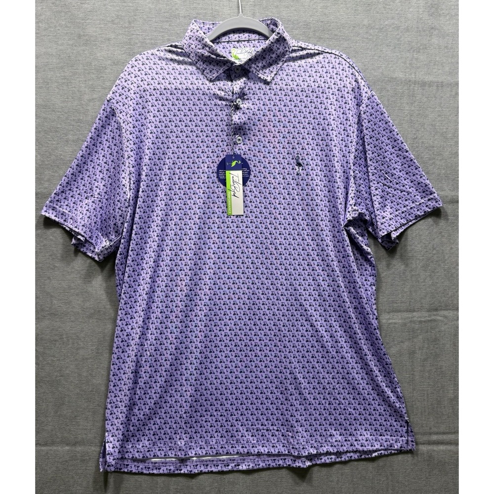 Taylor Bird Men's Short Sleeve Polo Golf Shirt X Large Golf Carts Print Preppy